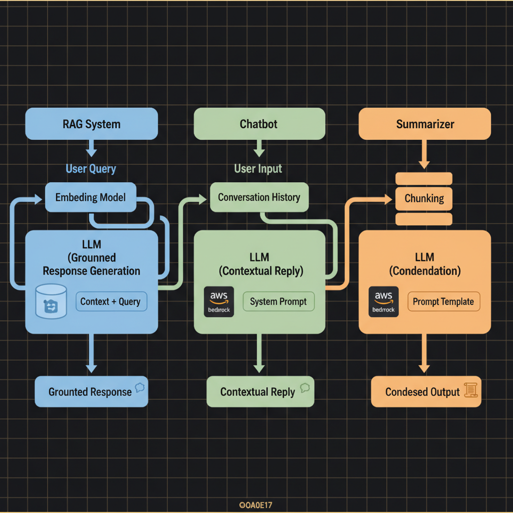 Concept architecture for Build LLM use cases such as retrieval-augmented generation (RAG), chatbots, and summarizers.