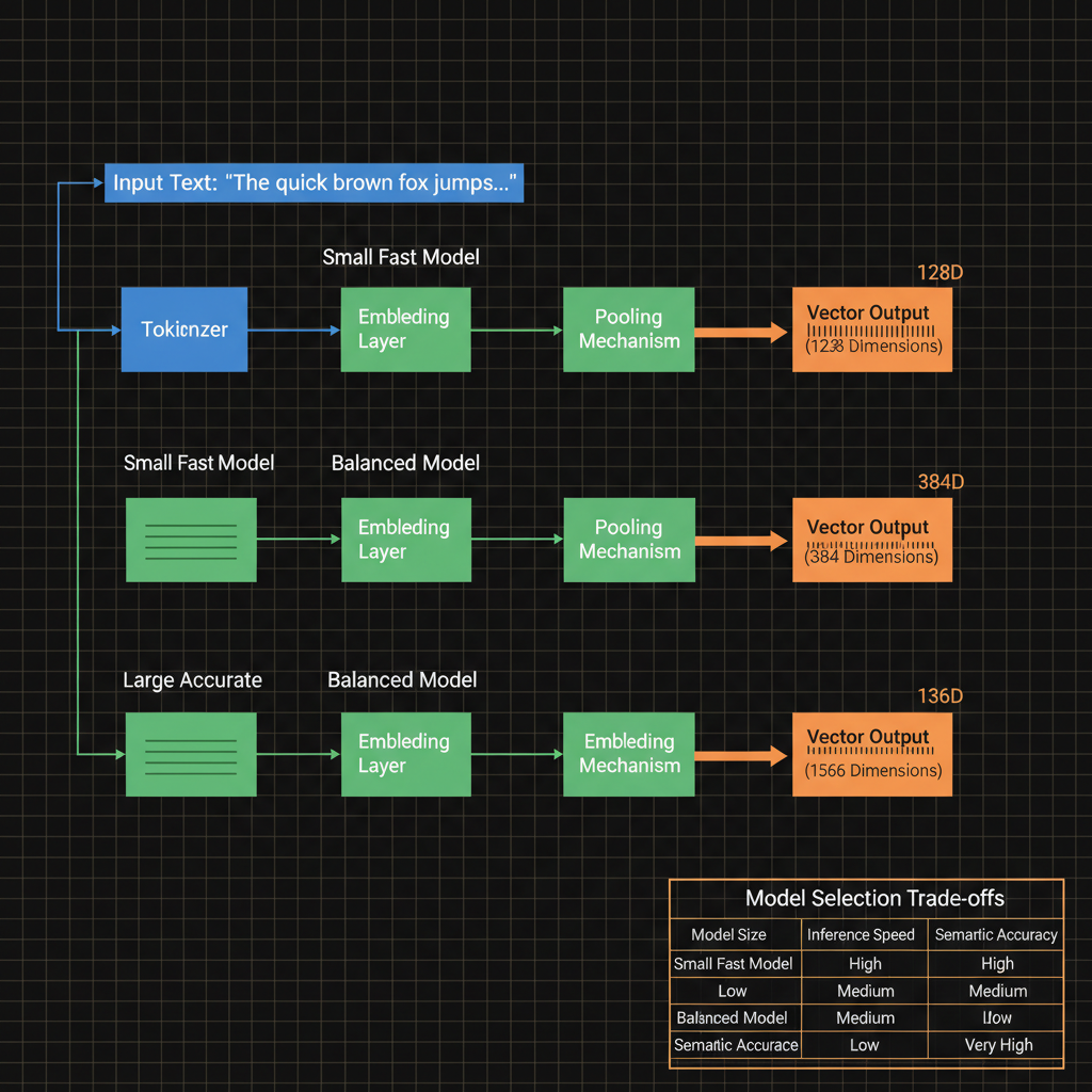 Concept architecture for Select and use models to create text embeddings.