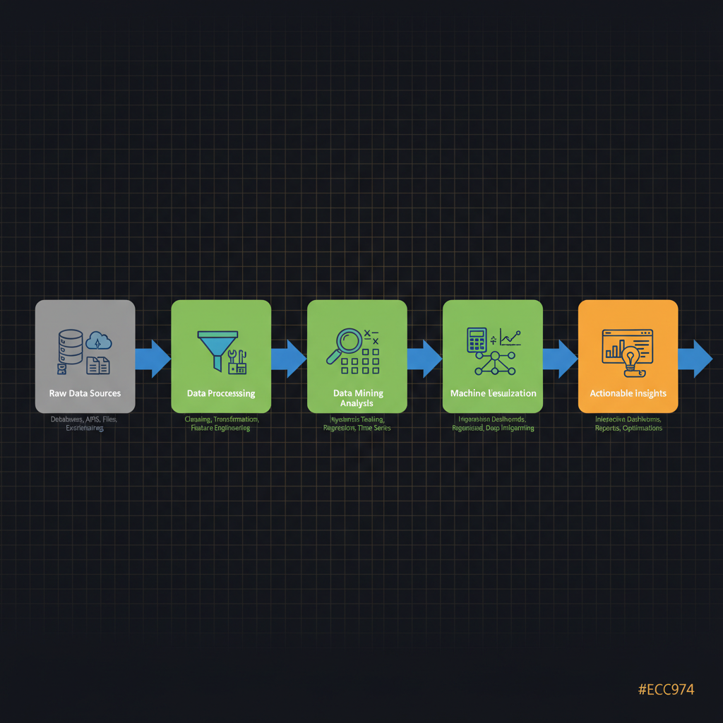 Concept architecture for Awareness of the process of extracting insights from large datasets using data mining, data visualization, and similar