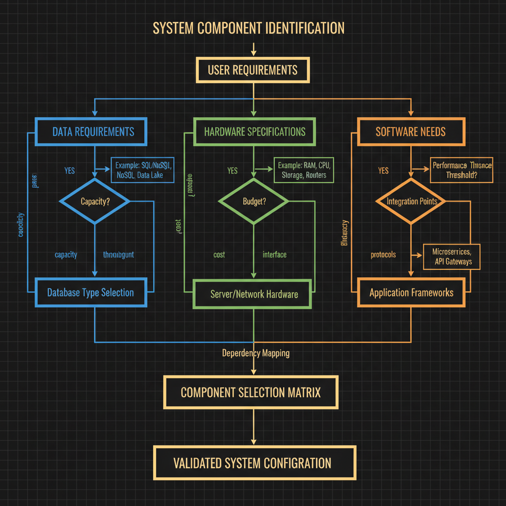 Concept architecture for Identify system data, hardware, or software components required to meet user needs.